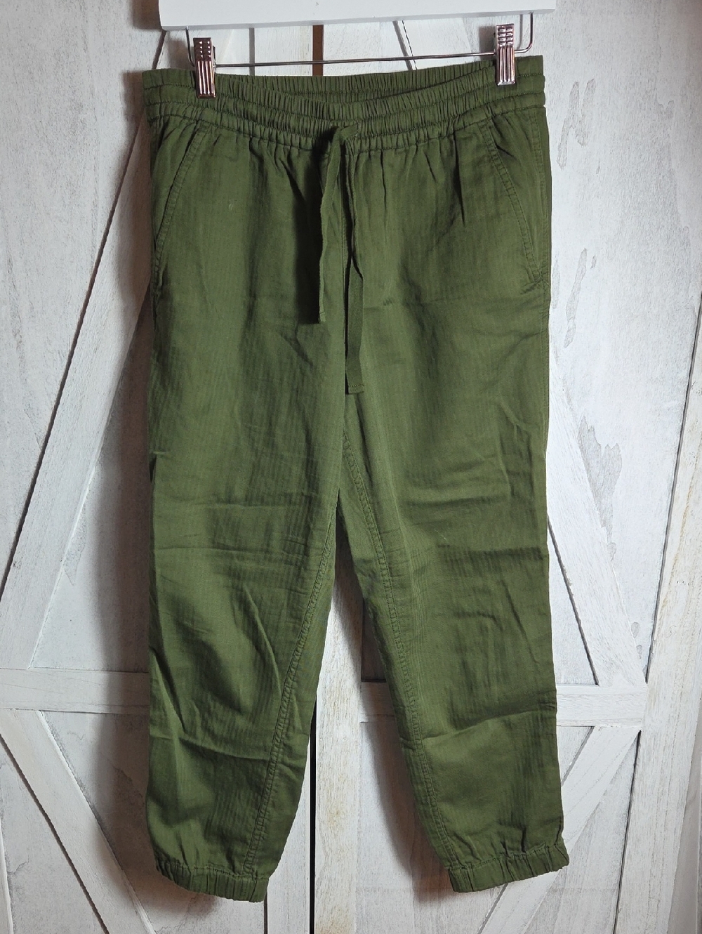 J. Crew Olive Green 100% Cotton Drawstring Capri Pants Size 4